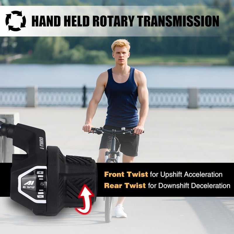 FOMAS Bike Shift Lever for 22.2 Handlebar (Black, 6 Speed) - Image 5